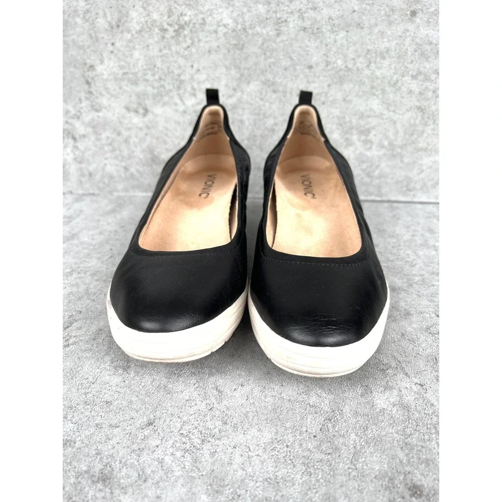 Vionic Black Ellery Jacey Women 8.5 Comfort Round Ballet Mary Jane Wedge Orthoti